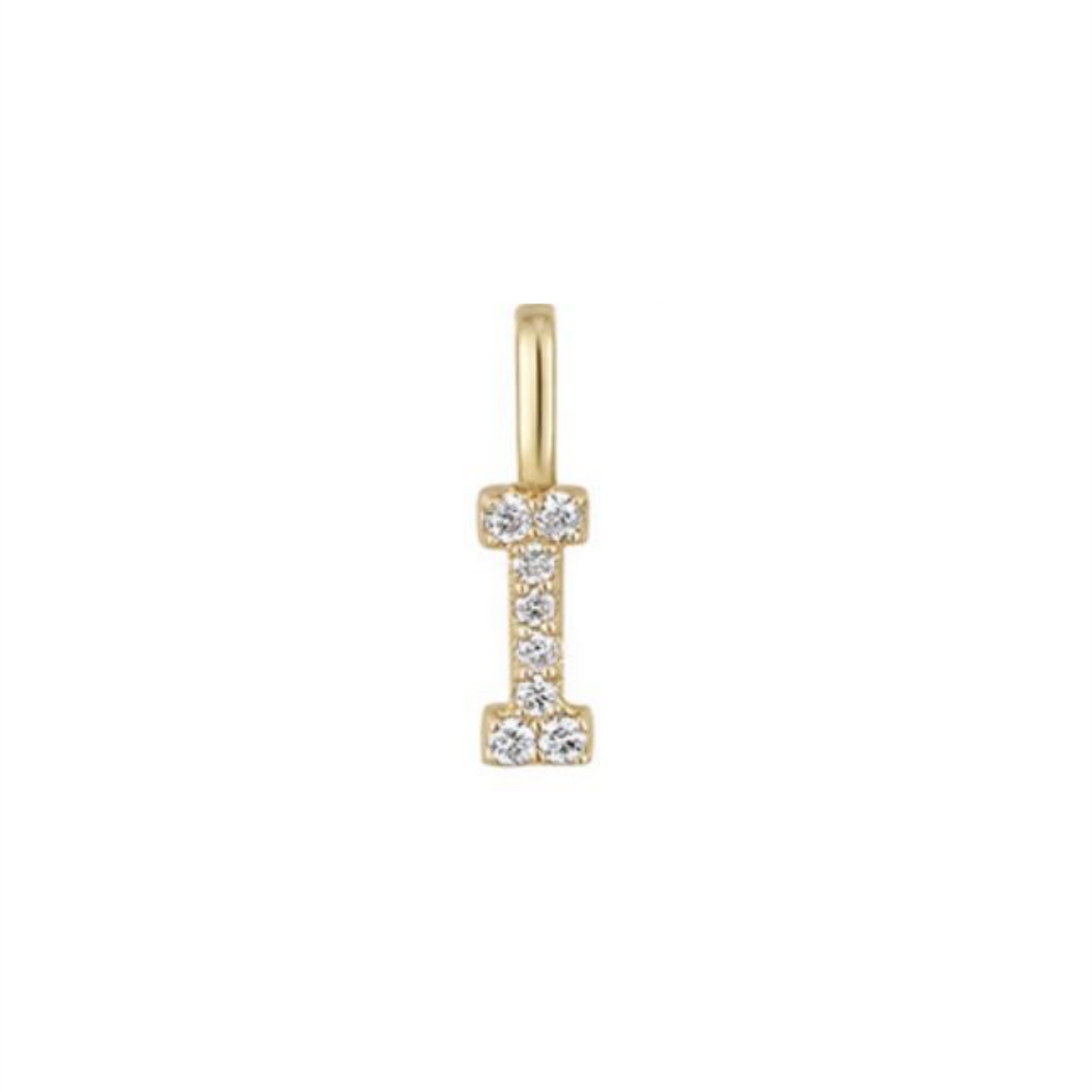 14K Gold on Sterling Silver Paved CZ MINI A-Z Letter Alphabet Initial DIY Charm Pendant 11 - 12mm