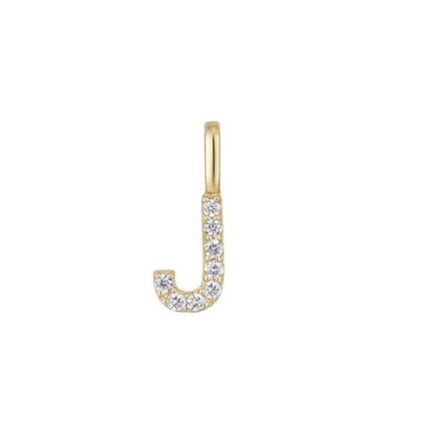 14K Gold on Sterling Silver Paved CZ MINI A-Z Letter Alphabet Initial DIY Charm Pendant 11 - 12mm