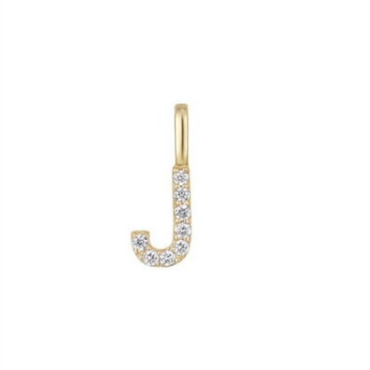 14K Gold on Sterling Silver Paved CZ MINI A-Z Letter Alphabet Initial DIY Charm Pendant 11 - 12mm
