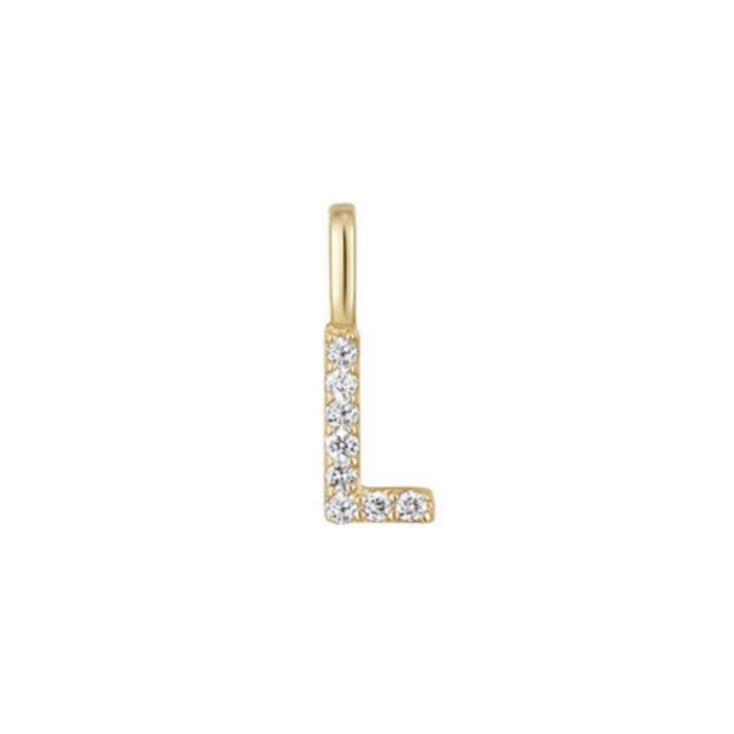 14K Gold on Sterling Silver Paved CZ MINI A-Z Letter Alphabet Initial DIY Charm Pendant 11 - 12mm