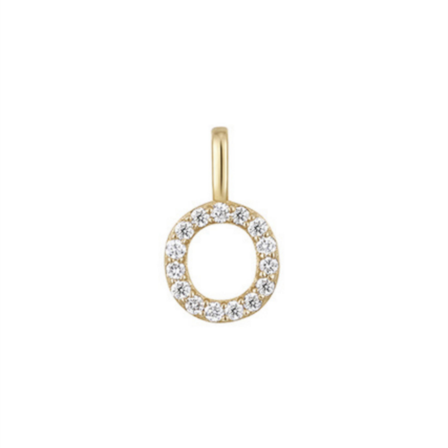 14K Gold on Sterling Silver Paved CZ MINI A-Z Letter Alphabet Initial DIY Charm Pendant 11 - 12mm