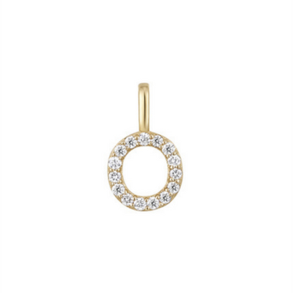 14K Gold on Sterling Silver Paved CZ MINI A-Z Letter Alphabet Initial DIY Charm Pendant 11 - 12mm