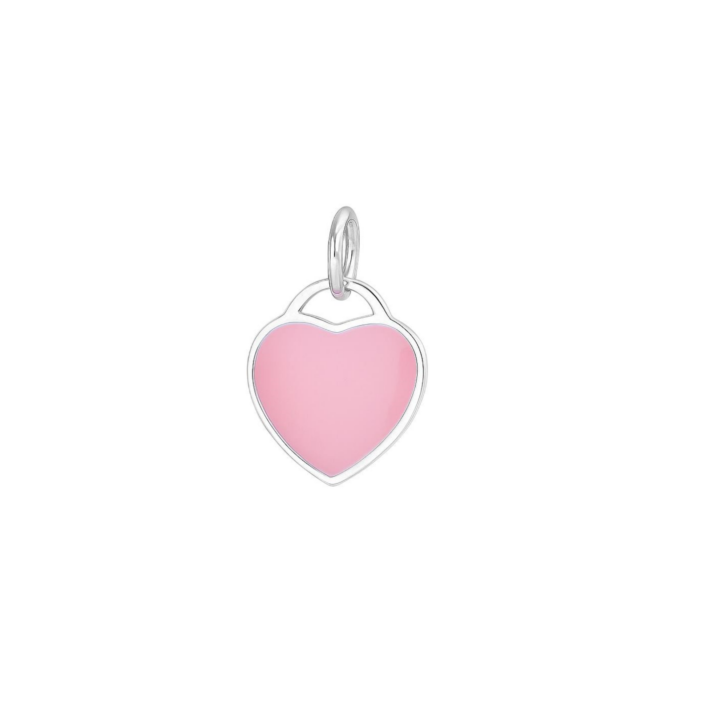 Sterling Silver Pink Turquoise Heart Pendant Charm with Glazed One Side