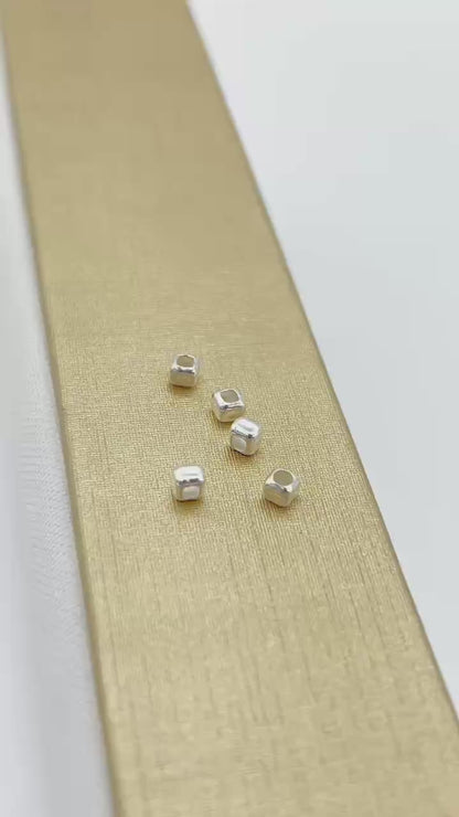 Sterling Silver 3mm Cube Spacer Beads 2mm Hole for DIY Bracelet Necklace