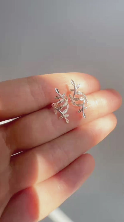 Sterling Silver Clip On Wrap Cuff Earrings | No Piercing Leaves Earrings