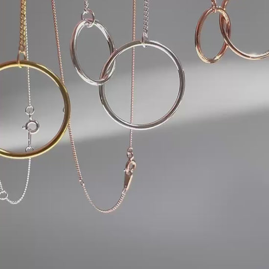 Linked Circles Eternity Infinity Necklace in Sterling Silver (3 Tones)