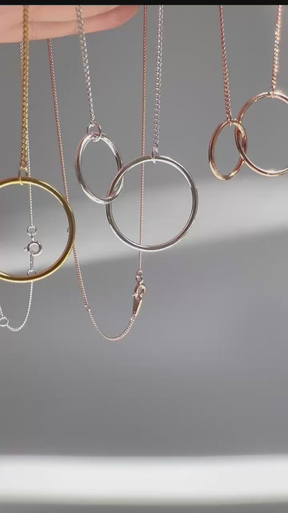 Linked Circles Eternity Infinity Necklace in Sterling Silver (3 Tones)