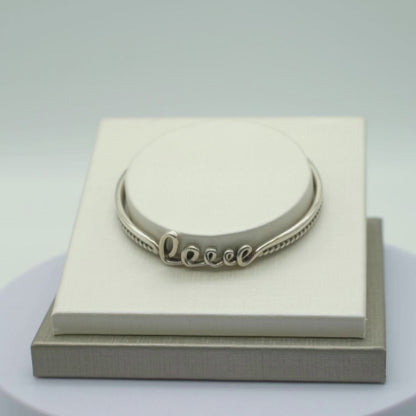 Sterling Silver Cuff Bangle - Small Wrist, LOVE Knot Rope Torque, Full UK Hallmark