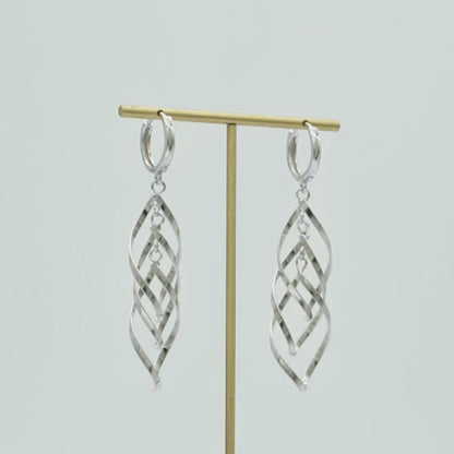 925 Sterling Silver Triple-Layer Dangly Overlapping Teardrop Hoop Earrings