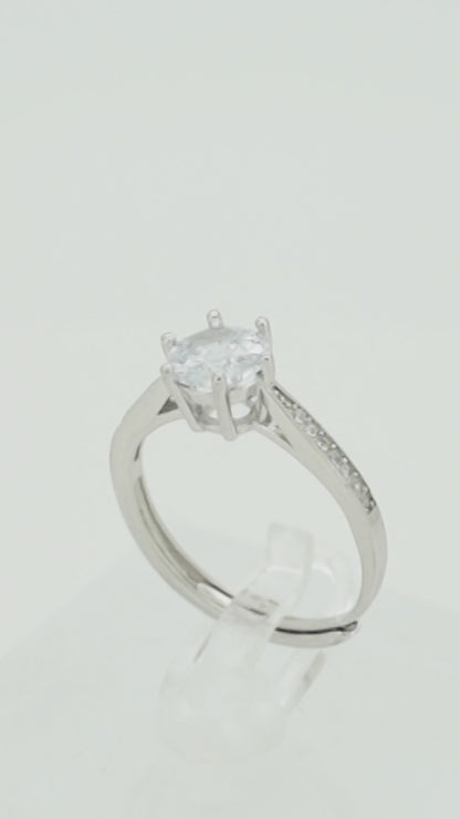 Sterling Silver 1ct Round CZ Solitaire Proposal Engagement Ring Sizable M - P