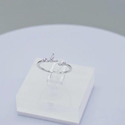 Sterling Silver CZ Butterfly Open End Band Ring L - N