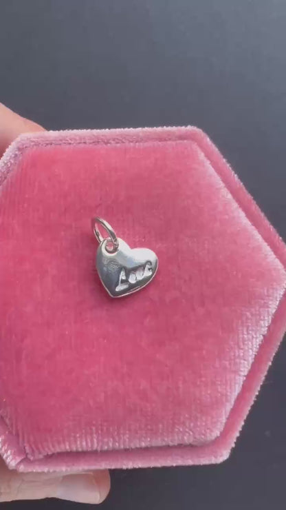 Sterling Silver Solid Puffy Love Heart Charm Pendant