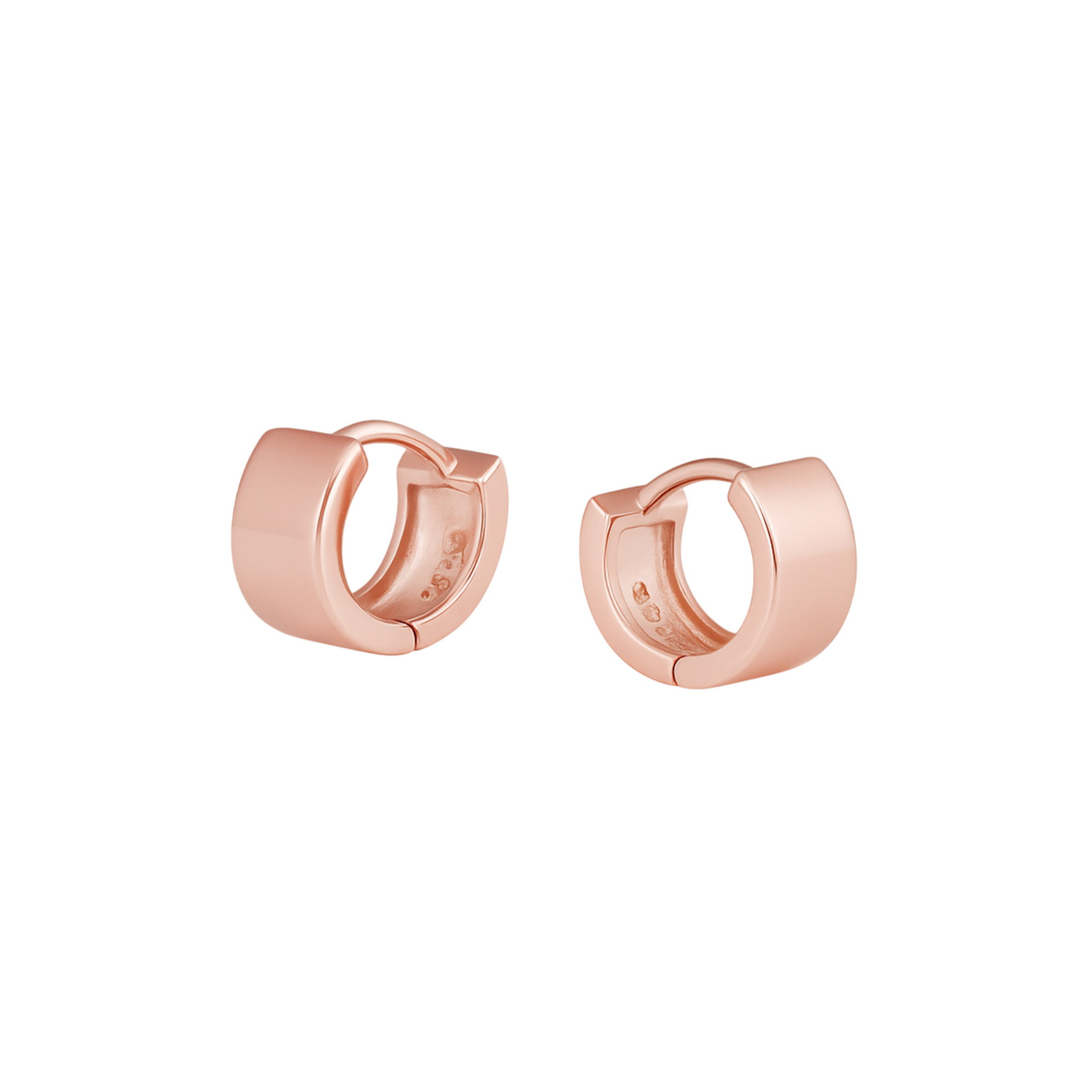 Rose gold CZ stacking eternity band hoops, two-piece look with square CZ accents