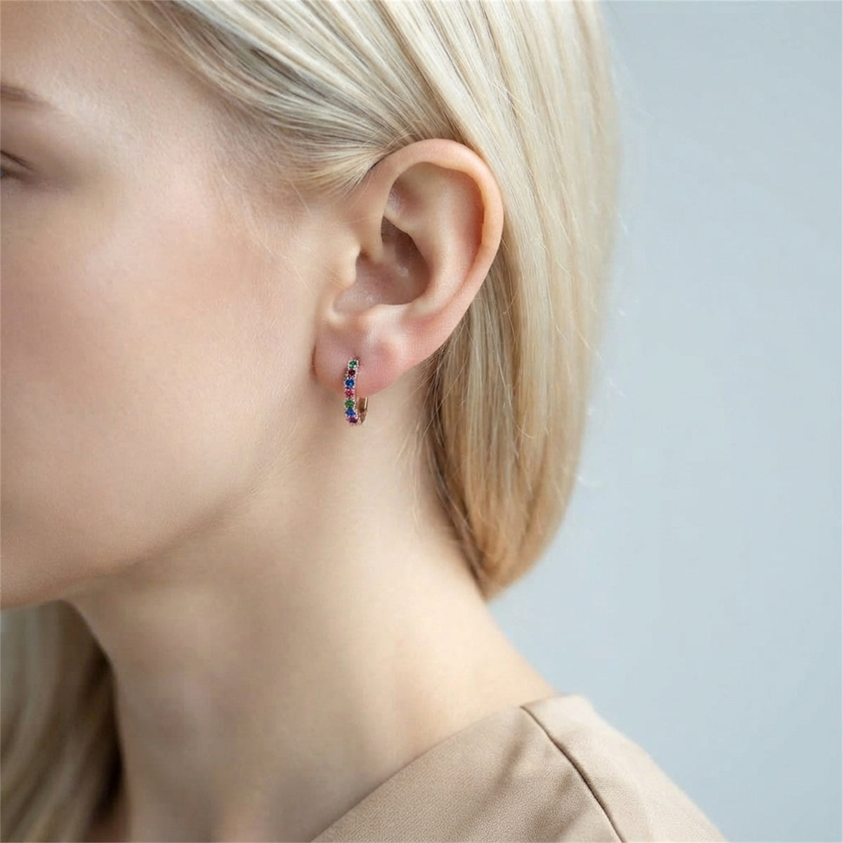 Full Eternity Rainbow Hoop Earrings