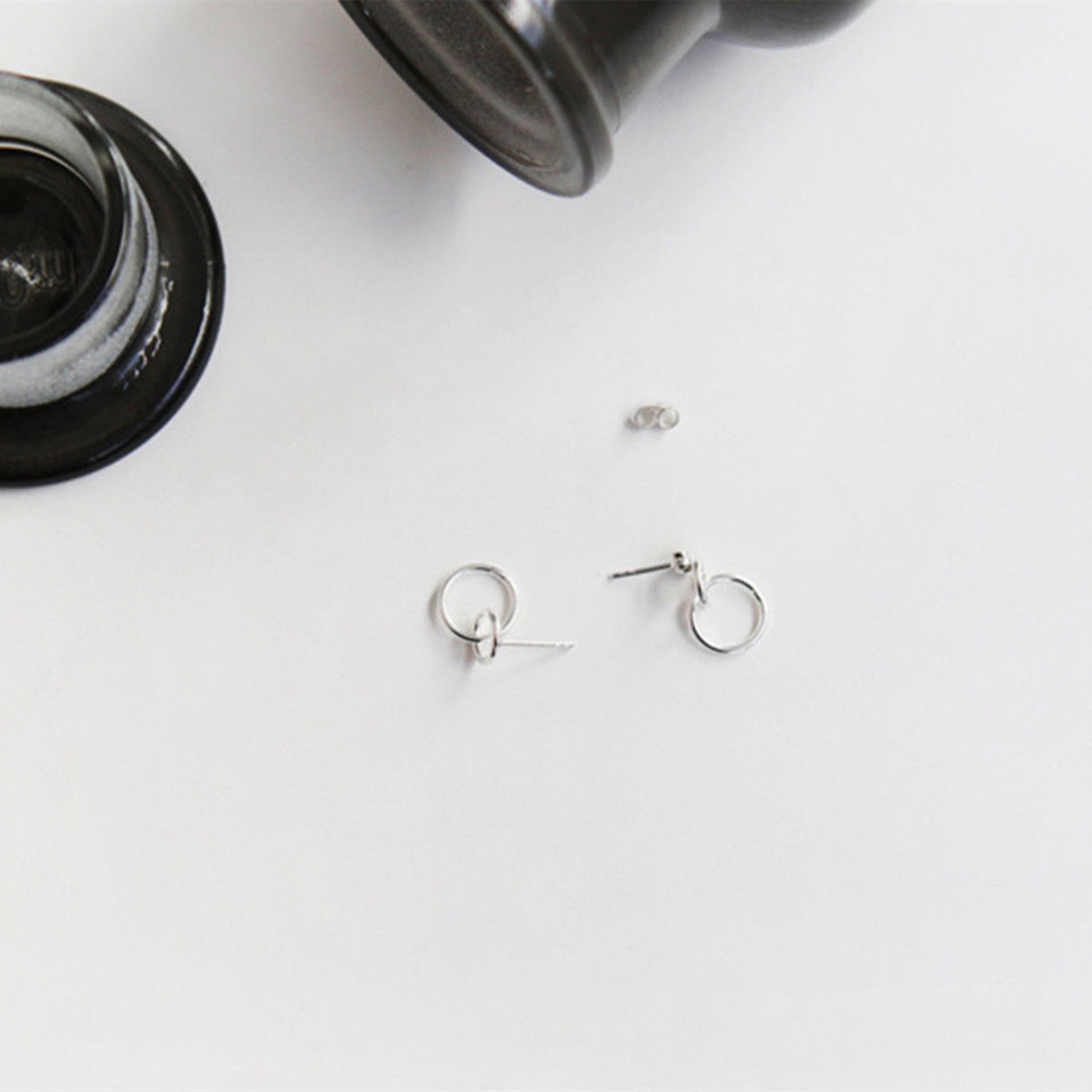 Sterling Silver Circle Drop Earrings with Infinity Link and Karma Symbol - sugarkittenlondon