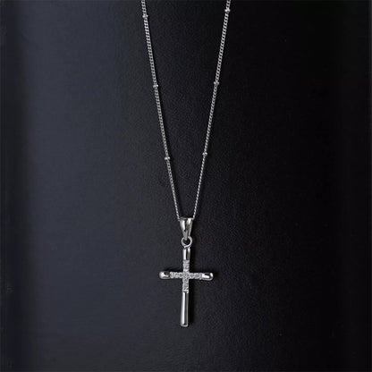 Sterling Silver CZ Paved Centre Cross Pendant, 31 x 15 mm