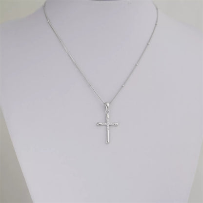 Sterling Silver CZ Paved Centre Cross Pendant, 31 x 15 mm