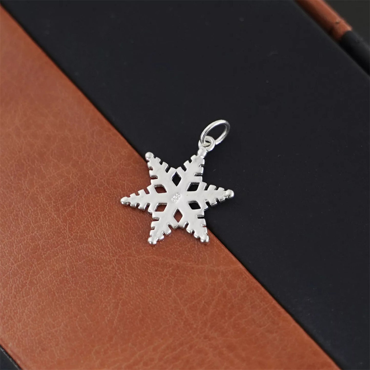 Sterling Silver 18mm Solid Snowflake Necklace Bracelet Charm 25mm Full Length