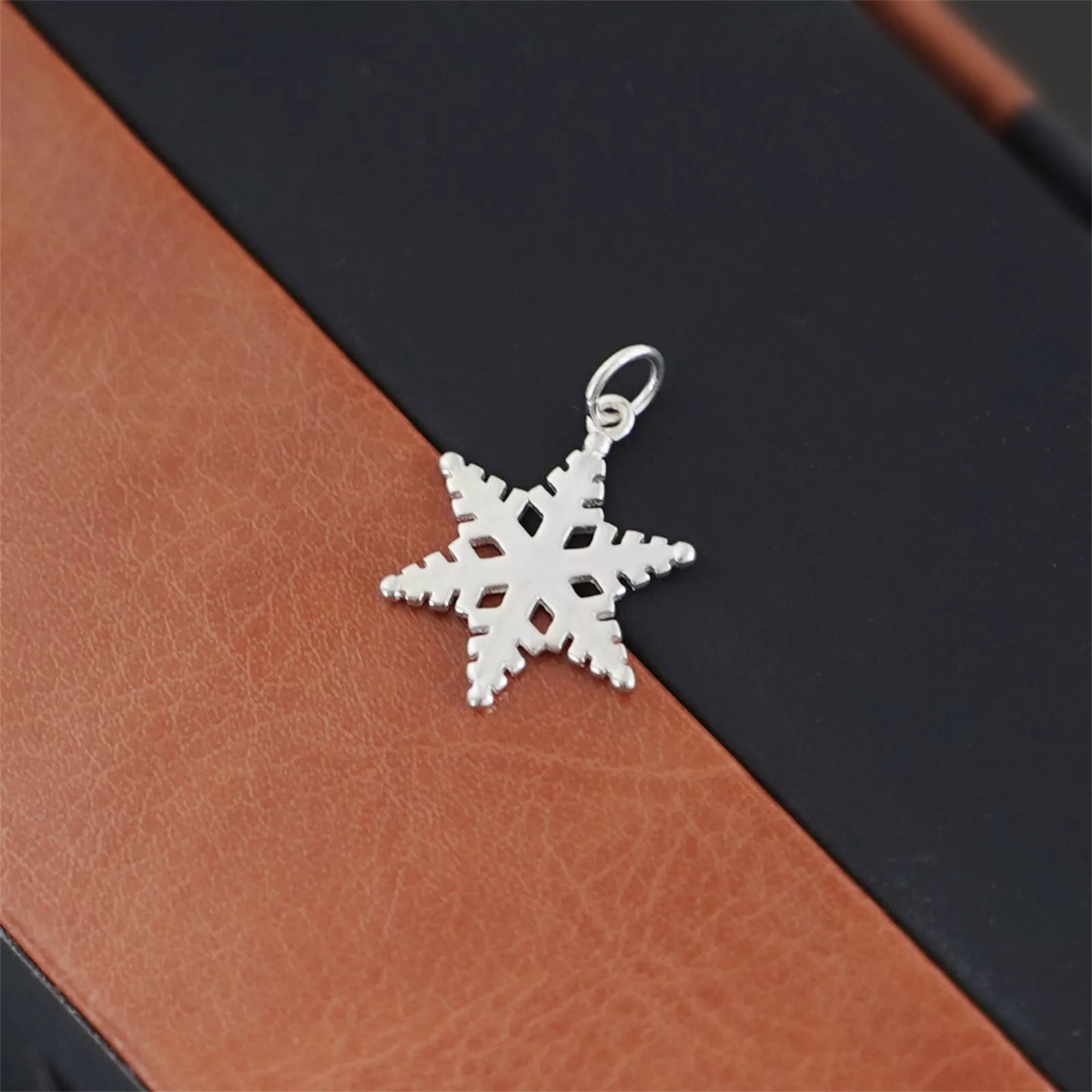 Sterling Silver 18mm Solid Snowflake Necklace Bracelet Charm 25mm Full Length