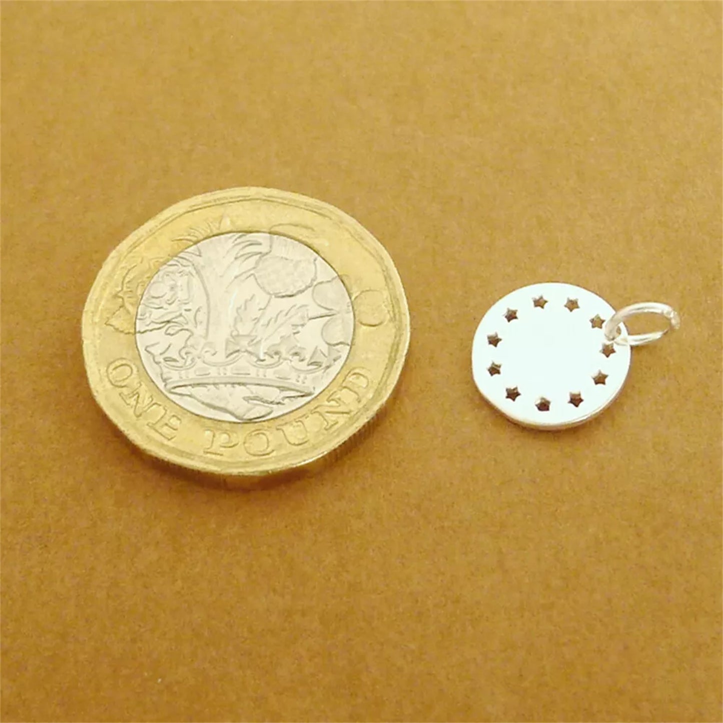 Sterling Silver Shiny Dome Disc Dot Circle Star Hollow-out Round Charm Pendant