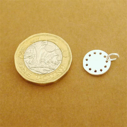 Sterling Silver Shiny Dome Disc Dot Circle Star Hollow-out Round Charm Pendant