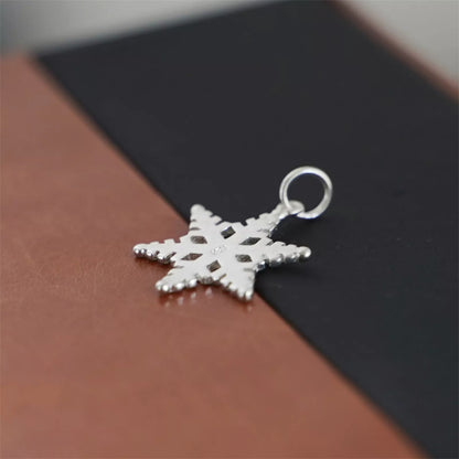 Sterling Silver 18mm Solid Snowflake Necklace Bracelet Charm 25mm Full Length