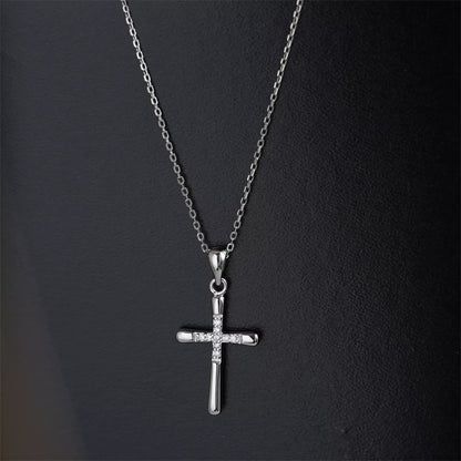 Sterling Silver CZ Paved Centre Cross Pendant, 31 x 15 mm