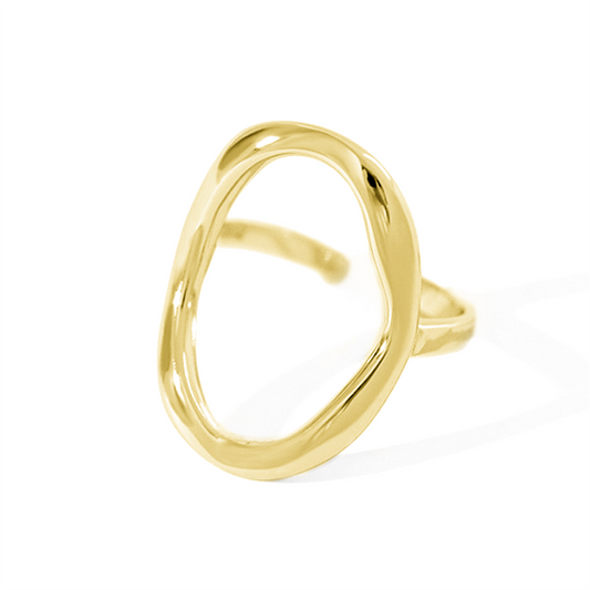 Sterling Silver Oval Bent Ring with 18K Gold Plating - sugarkittenlondon