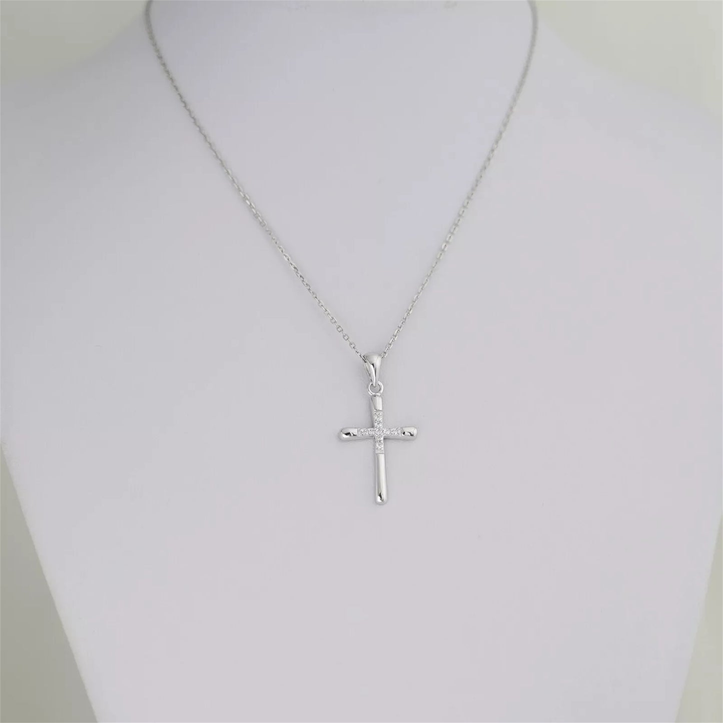 Sterling Silver CZ Paved Centre Cross Pendant, 31 x 15 mm