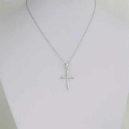 Sterling Silver CZ Paved Centre Cross Pendant, 31 x 15 mm