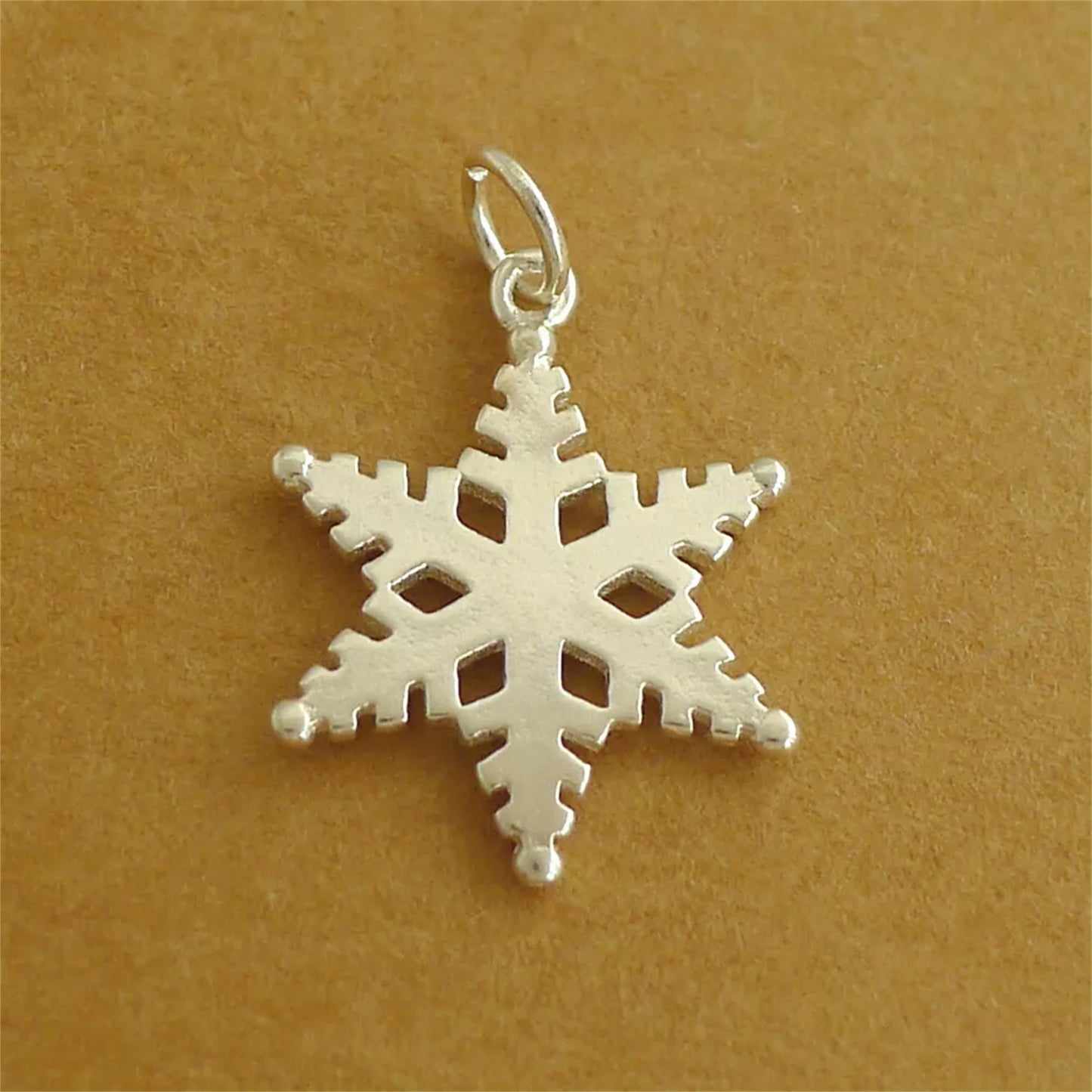 Sterling Silver 18mm Solid Snowflake Necklace Bracelet Charm 25mm Full Length