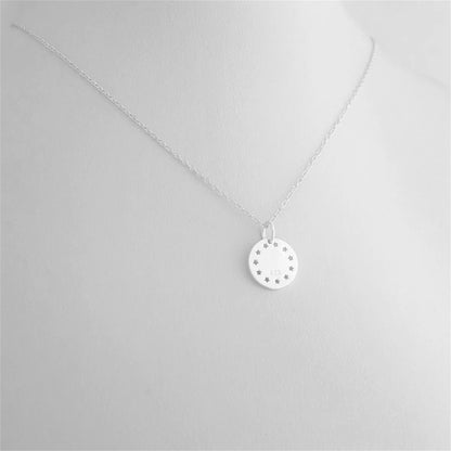 Sterling Silver Shiny Dome Disc Dot Circle Star Hollow-out Round Charm Pendant