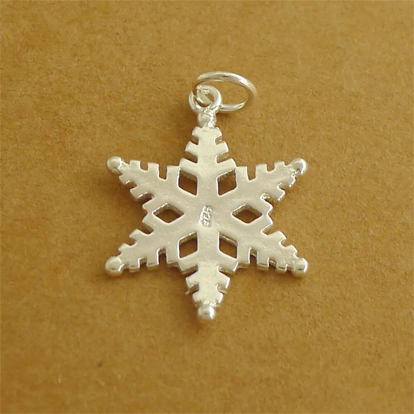 Sterling Silver 18mm Solid Snowflake Necklace Bracelet Charm 25mm Full Length