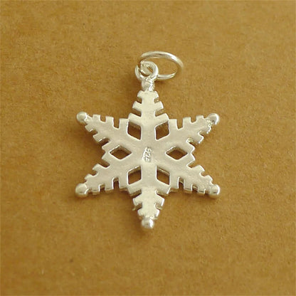Sterling Silver 18mm Solid Snowflake Necklace Bracelet Charm 25mm Full Length
