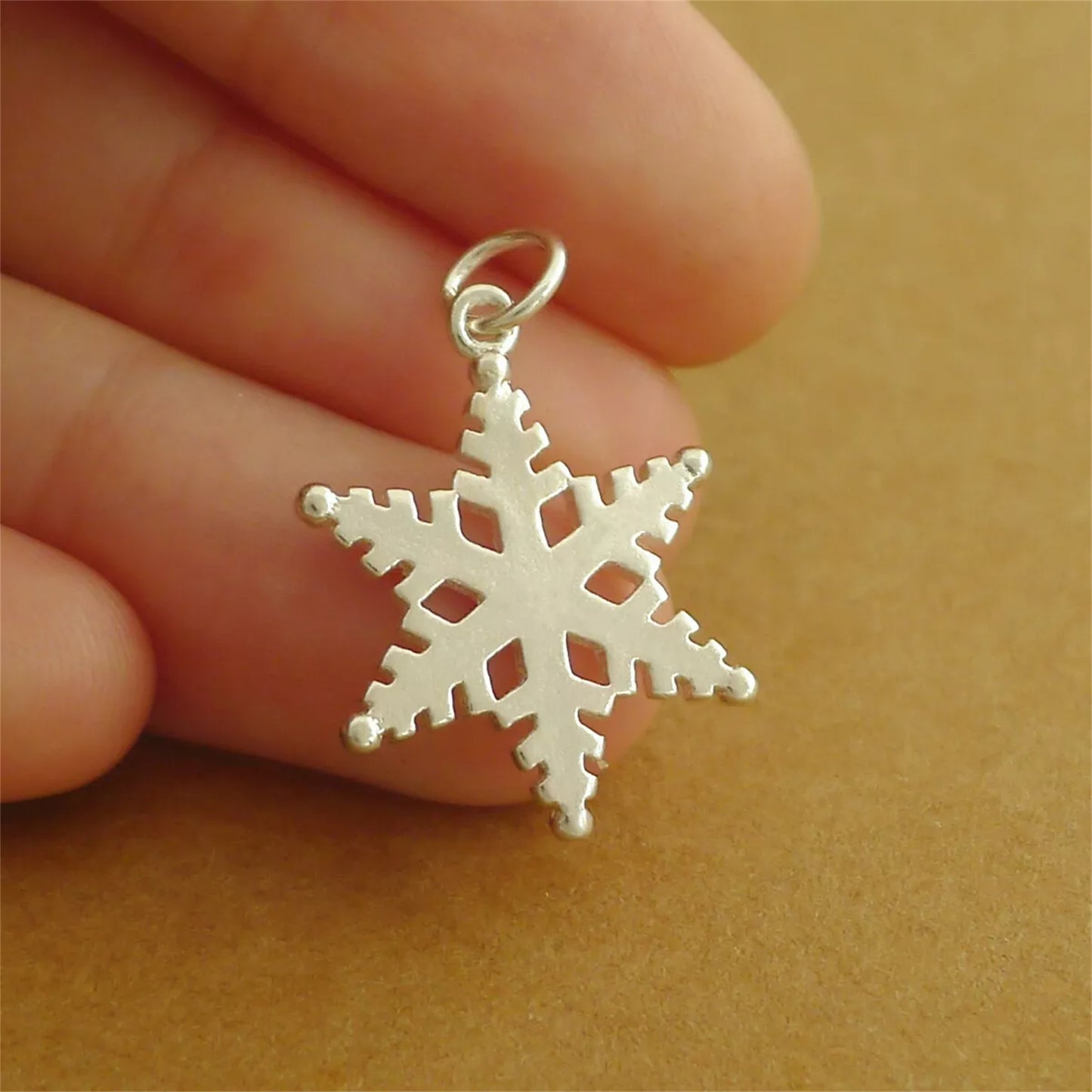Sterling Silver 18mm Solid Snowflake Necklace Bracelet Charm 25mm Full Length
