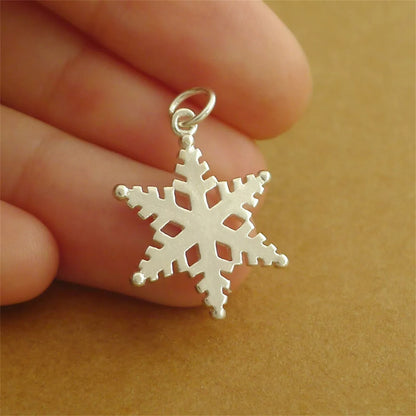 Sterling Silver 18mm Solid Snowflake Necklace Bracelet Charm 25mm Full Length