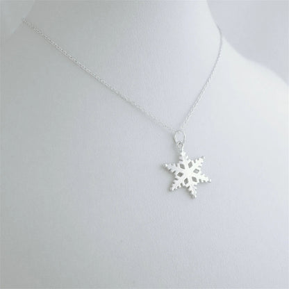 Sterling Silver 18mm Solid Snowflake Necklace Bracelet Charm 25mm Full Length