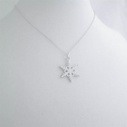 Sterling Silver 18mm Solid Snowflake Necklace Bracelet Charm 25mm Full Length