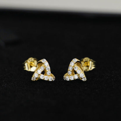 925 Sterling Silver Cubic Zirconia Stud Earrings with Triple Knot Design - sugarkittenlondon