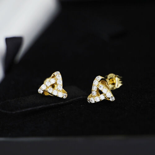 925 Sterling Silver Cubic Zirconia Stud Earrings with Triple Knot Design - sugarkittenlondon