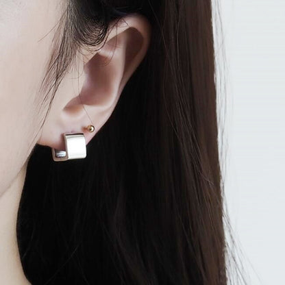 925 Sterling Silver Square Hoop Earrings with Rhodium Finish - sugarkittenlondon