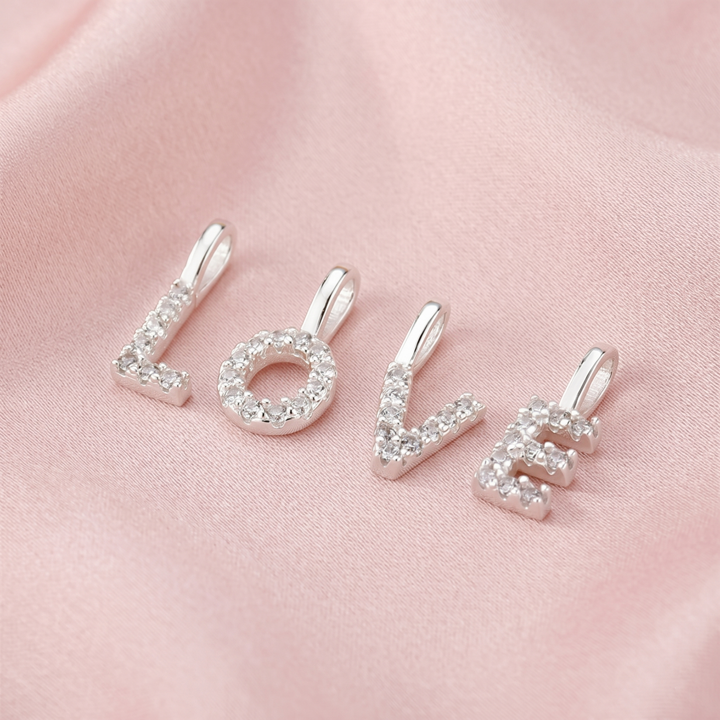 Sterling Silver Paved CZ MINI A-Z Letter Alphabet Initial DIY Charm Pendant