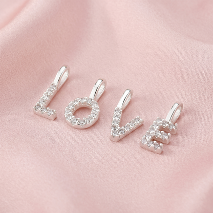 Sterling Silver Paved CZ MINI A-Z Letter Alphabet Initial DIY Charm Pendant