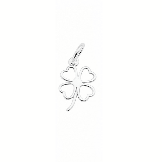 Sterling Silver Hollow Four Leaf Clover Love Hearts Charm Pendant