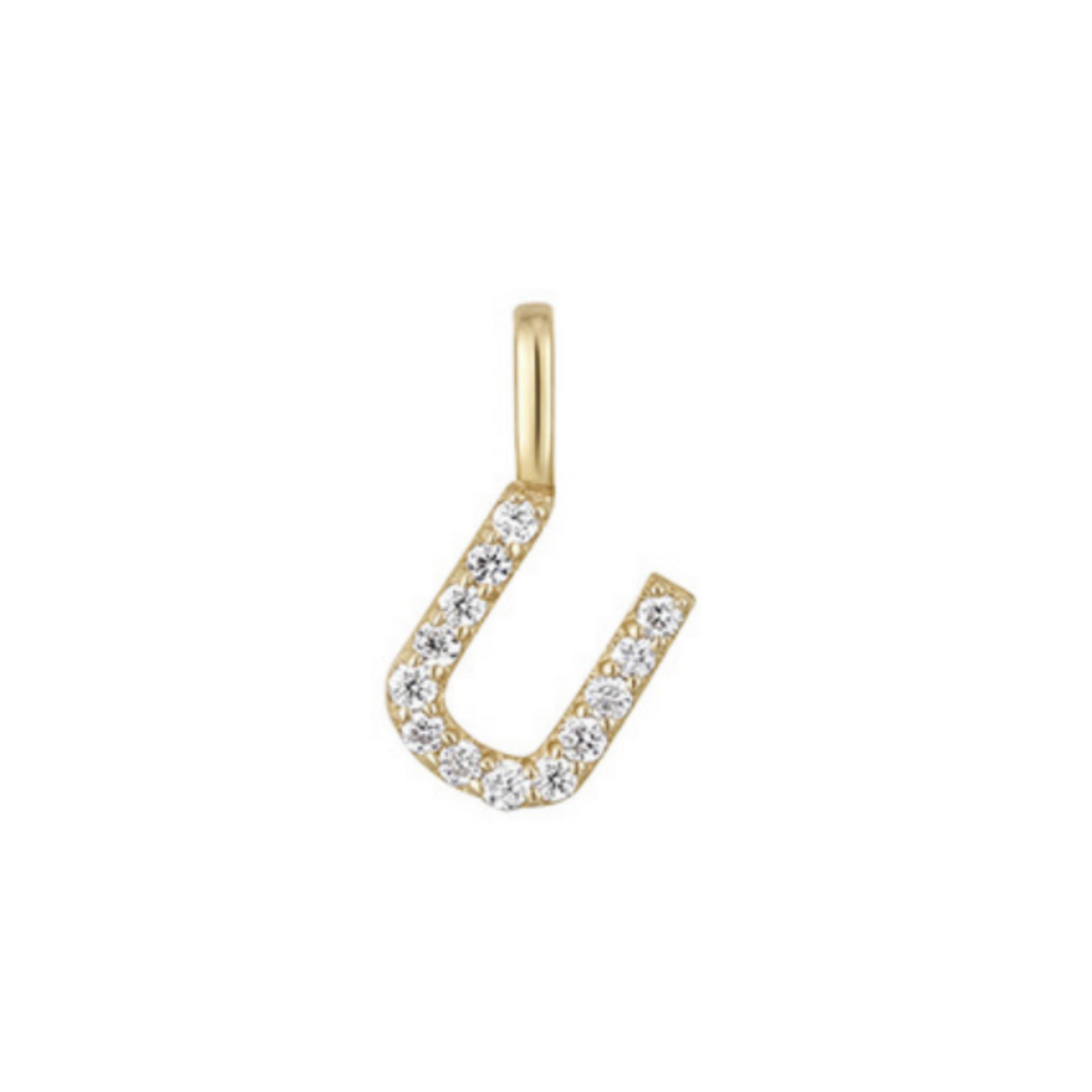 14K Gold on Sterling Silver Paved CZ MINI A-Z Letter Alphabet Initial DIY Charm Pendant 11 - 12mm
