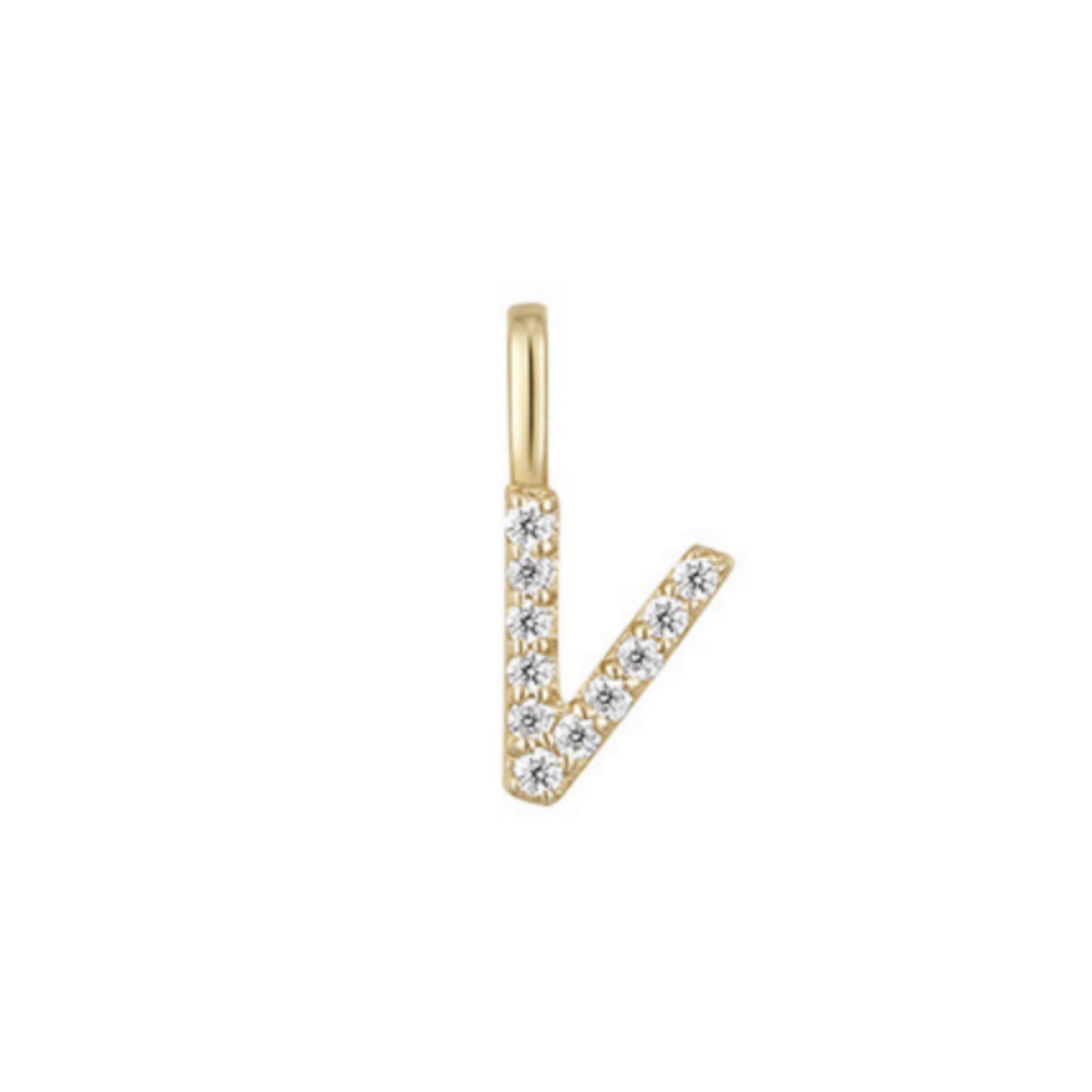 14K Gold on Sterling Silver Paved CZ MINI A-Z Letter Alphabet Initial DIY Charm Pendant 11 - 12mm