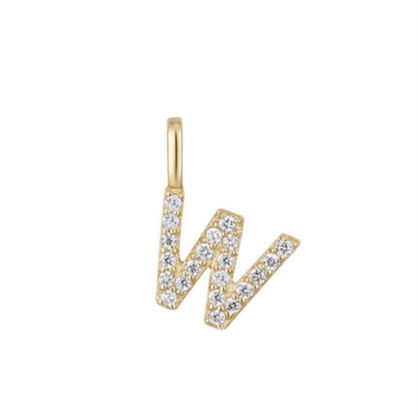 14K Gold on Sterling Silver Paved CZ MINI A-Z Letter Alphabet Initial DIY Charm Pendant 11 - 12mm