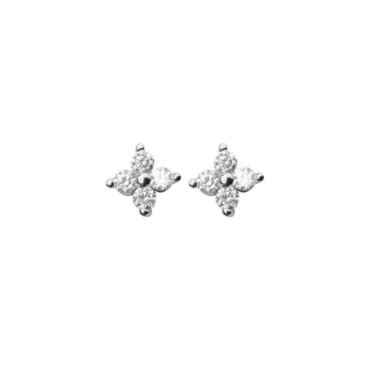 Rhodium on Sterling Silver Mini Motif CZ Star Piercing Stud Earrings