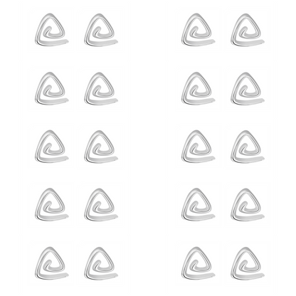 10 Pairs Sterling Silver Mini Triangular Triangle Pyramid Spiral Stud Earrings