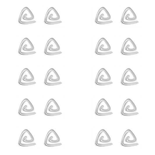 10 Pairs Sterling Silver Mini Triangular Triangle Pyramid Spiral Stud Earrings